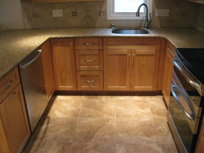 Remodeled kitchen, close downward view.