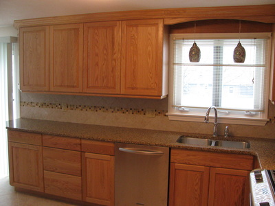 Remodeled kitchen, sink/dishwasher area.